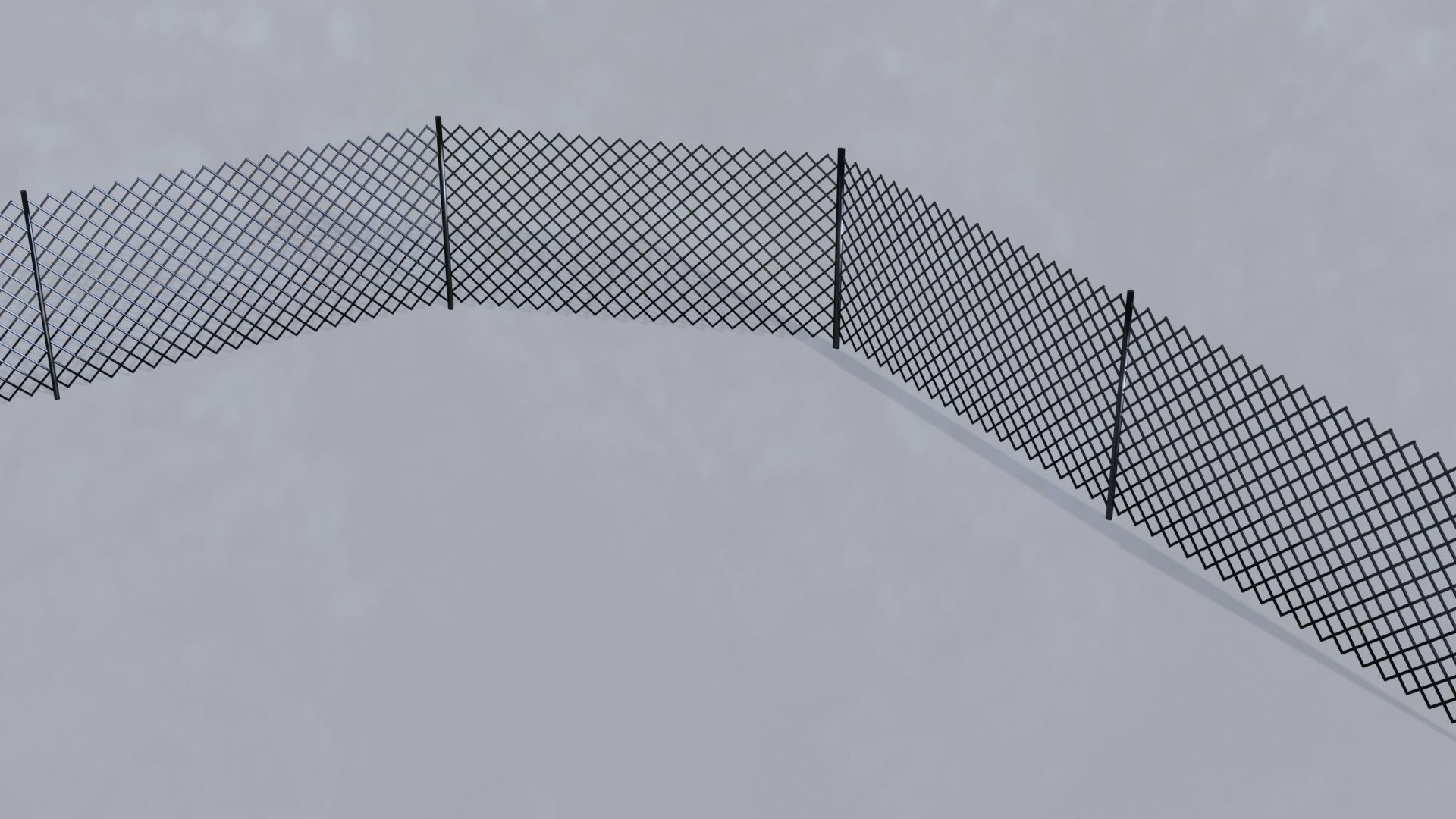 Metallic Fence Low-poly 3D model_19