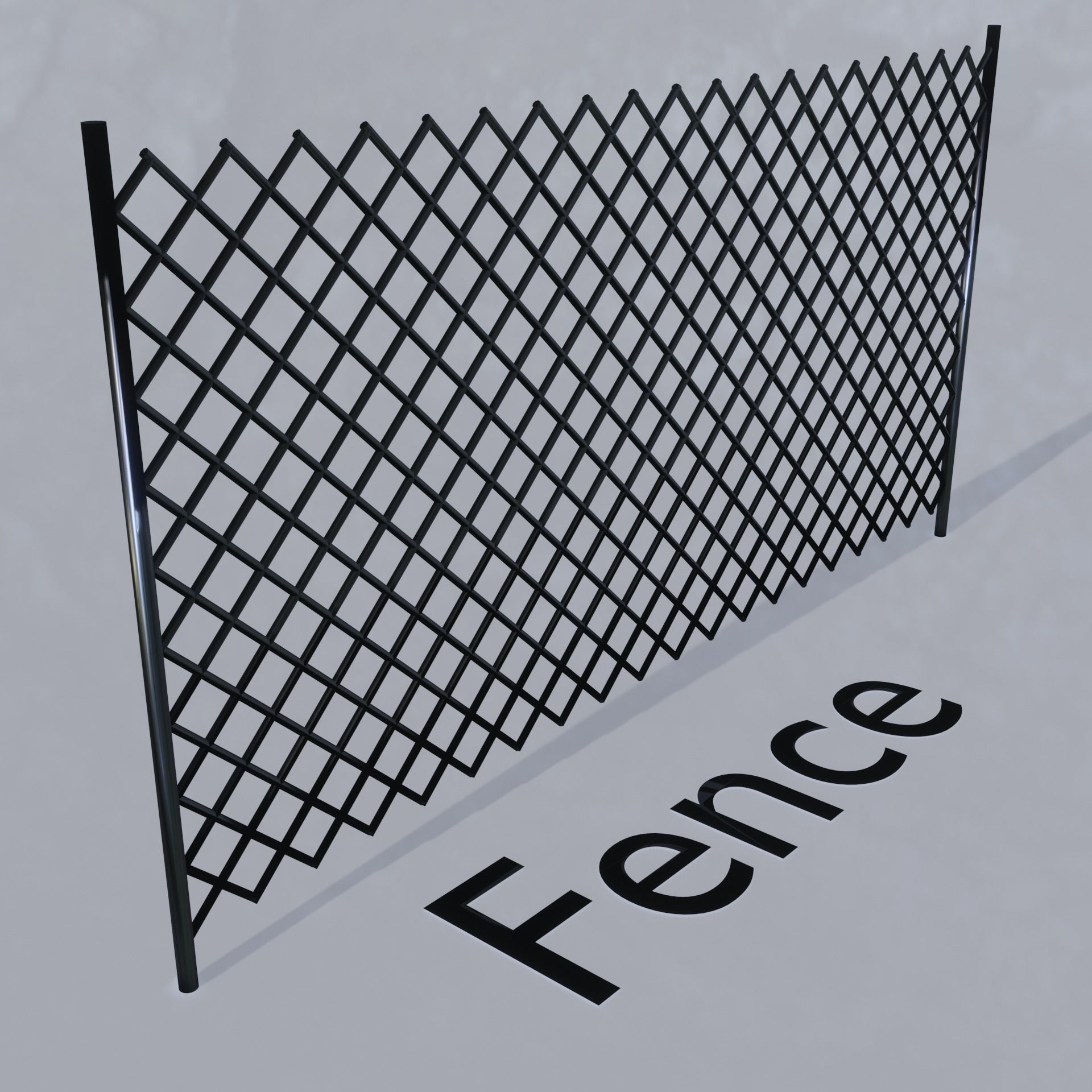 Metallic Fence Low-poly 3D model_1