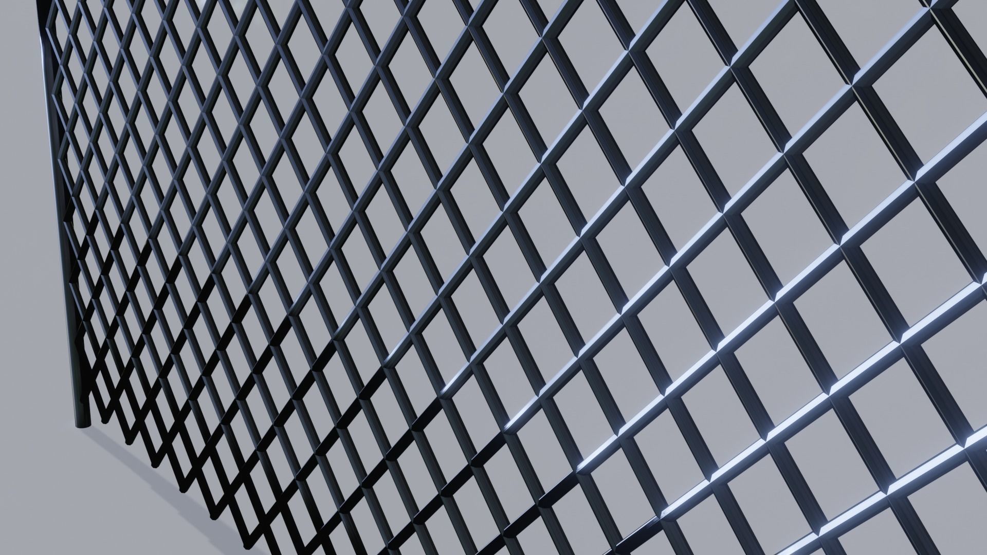 Metallic Fence Low-poly 3D model_5