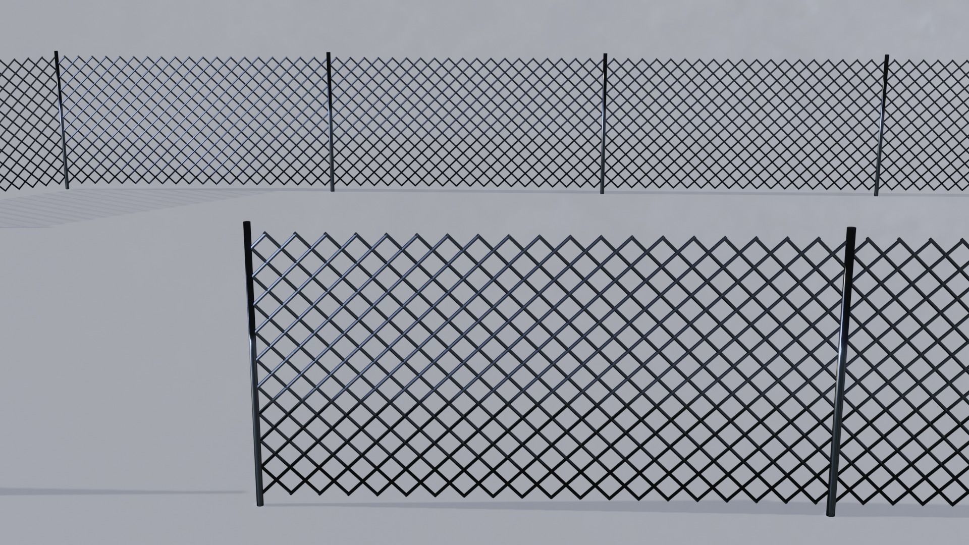 Metallic Fence Low-poly 3D model_18