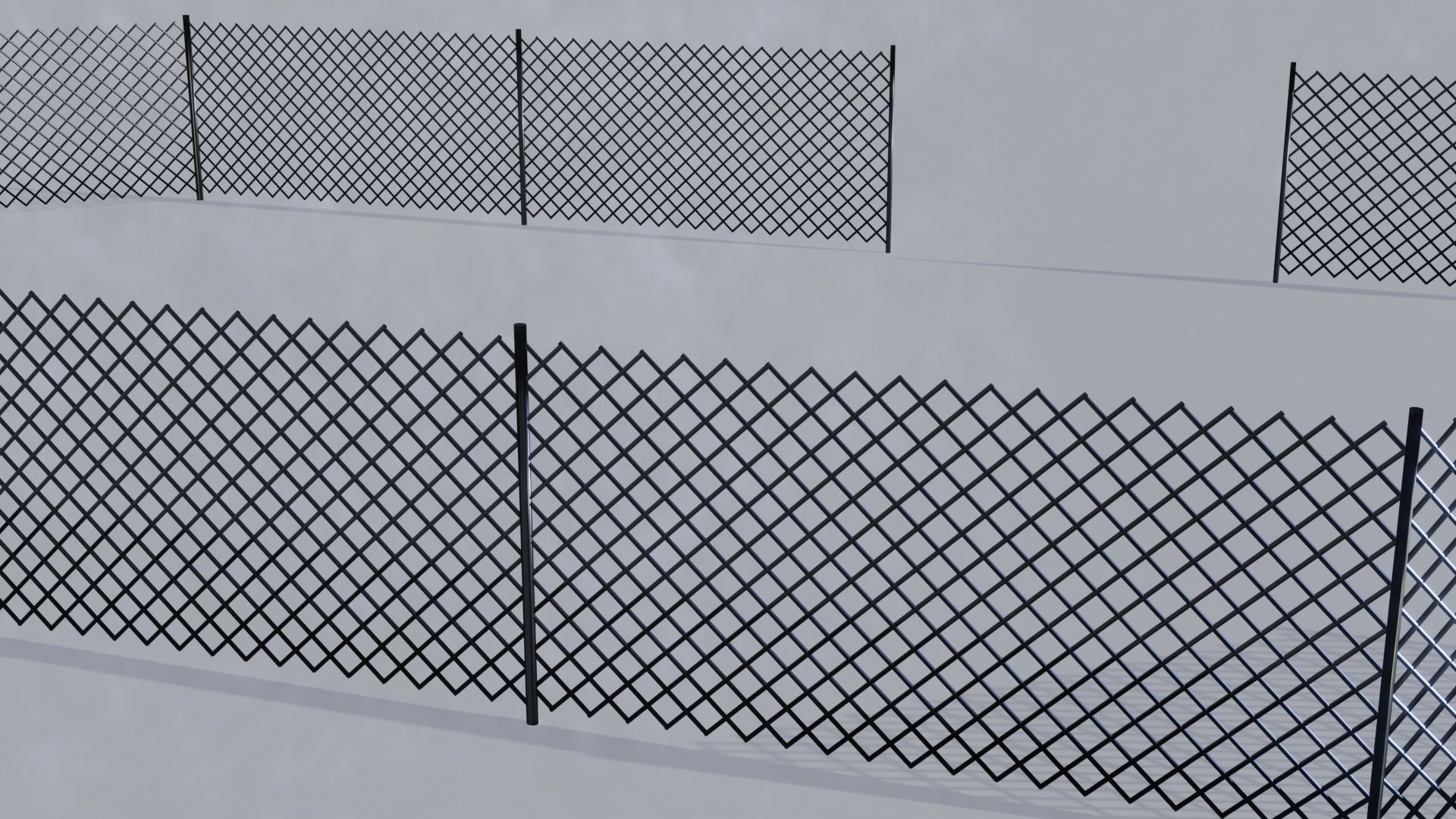 Metallic Fence Low-poly 3D model_16
