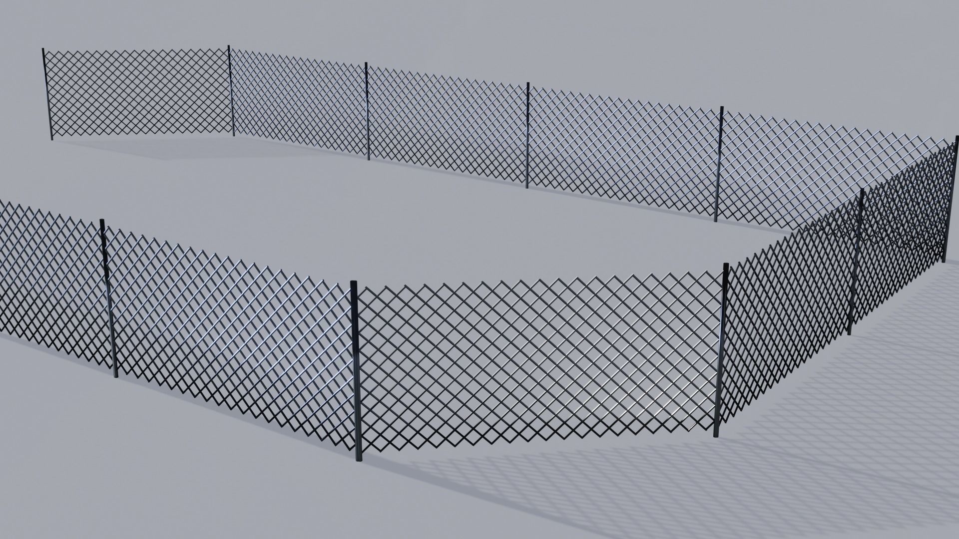 Metallic Fence Low-poly 3D model_14