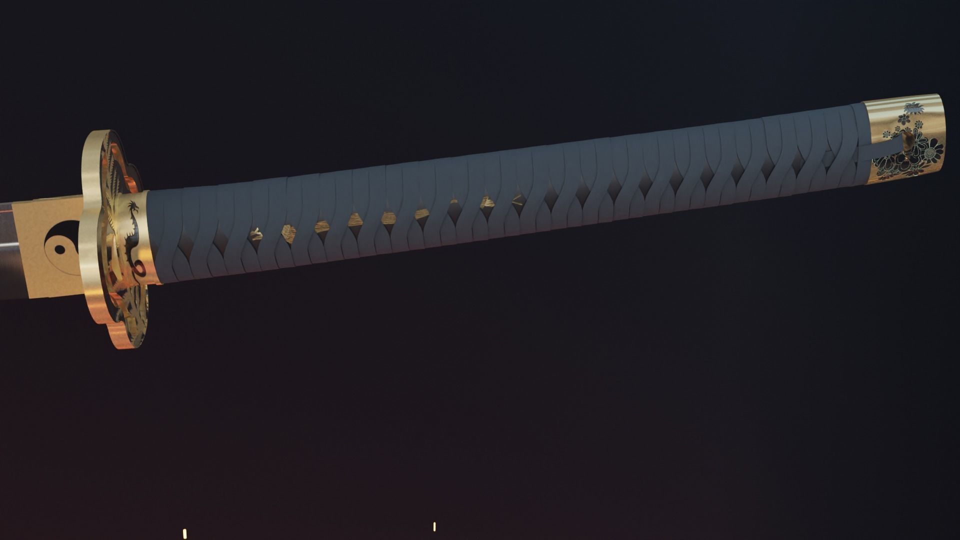 Katana swords flying in air - animation Low-poly 3D model_4