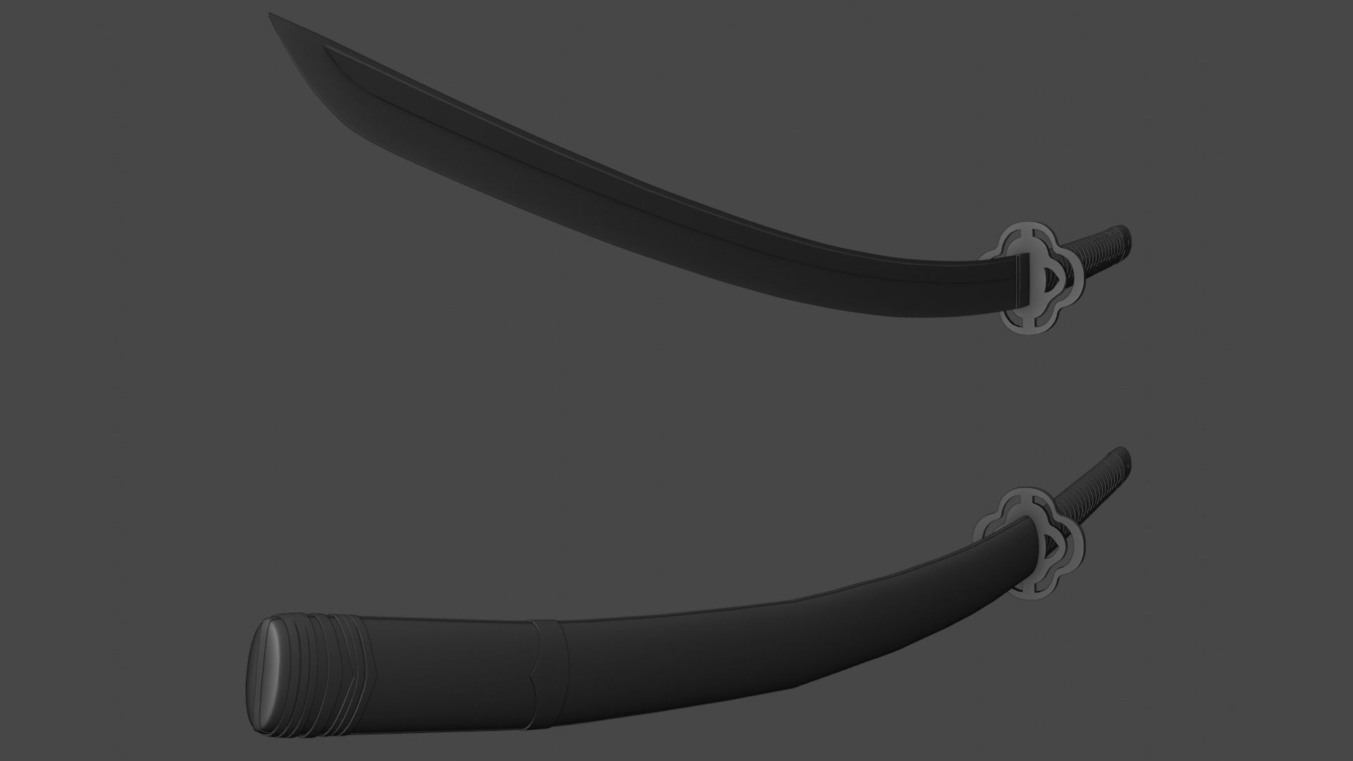 Katana swords flying in air - animation Low-poly 3D model_9