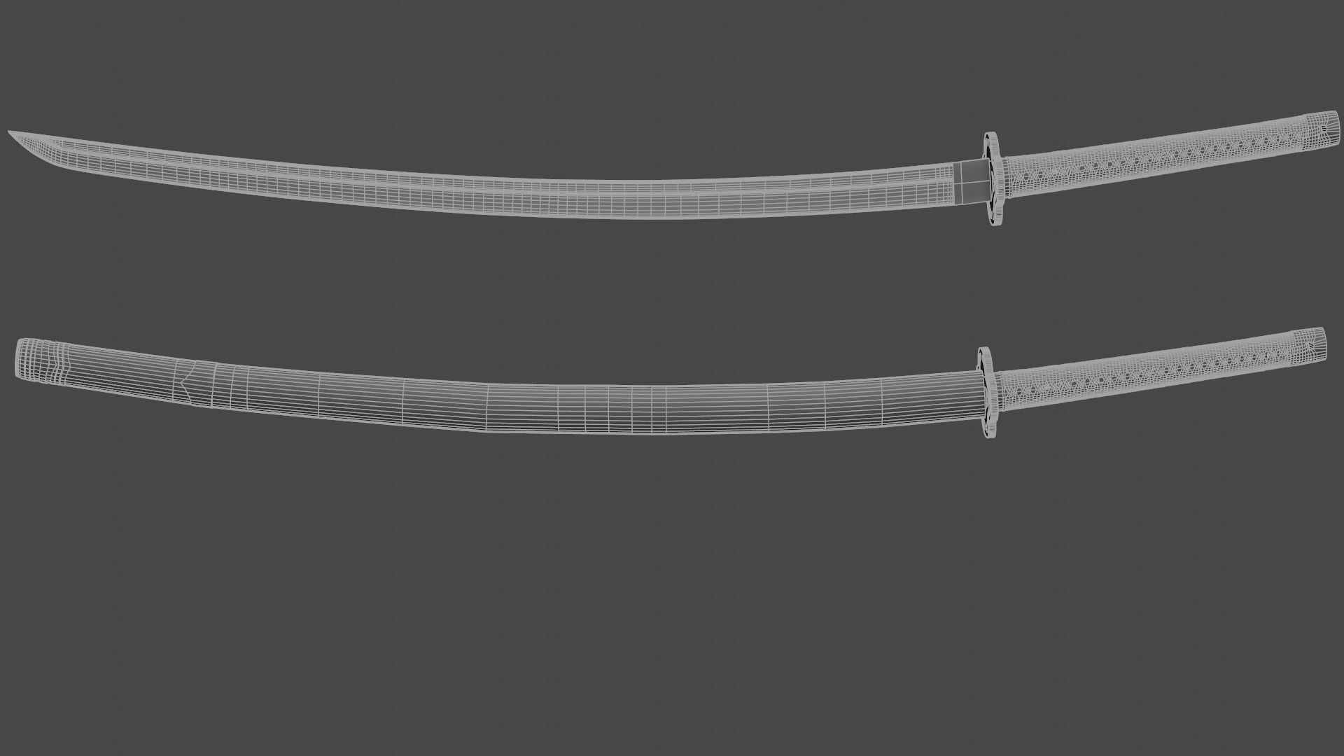 Katana swords flying in air - animation Low-poly 3D model_15