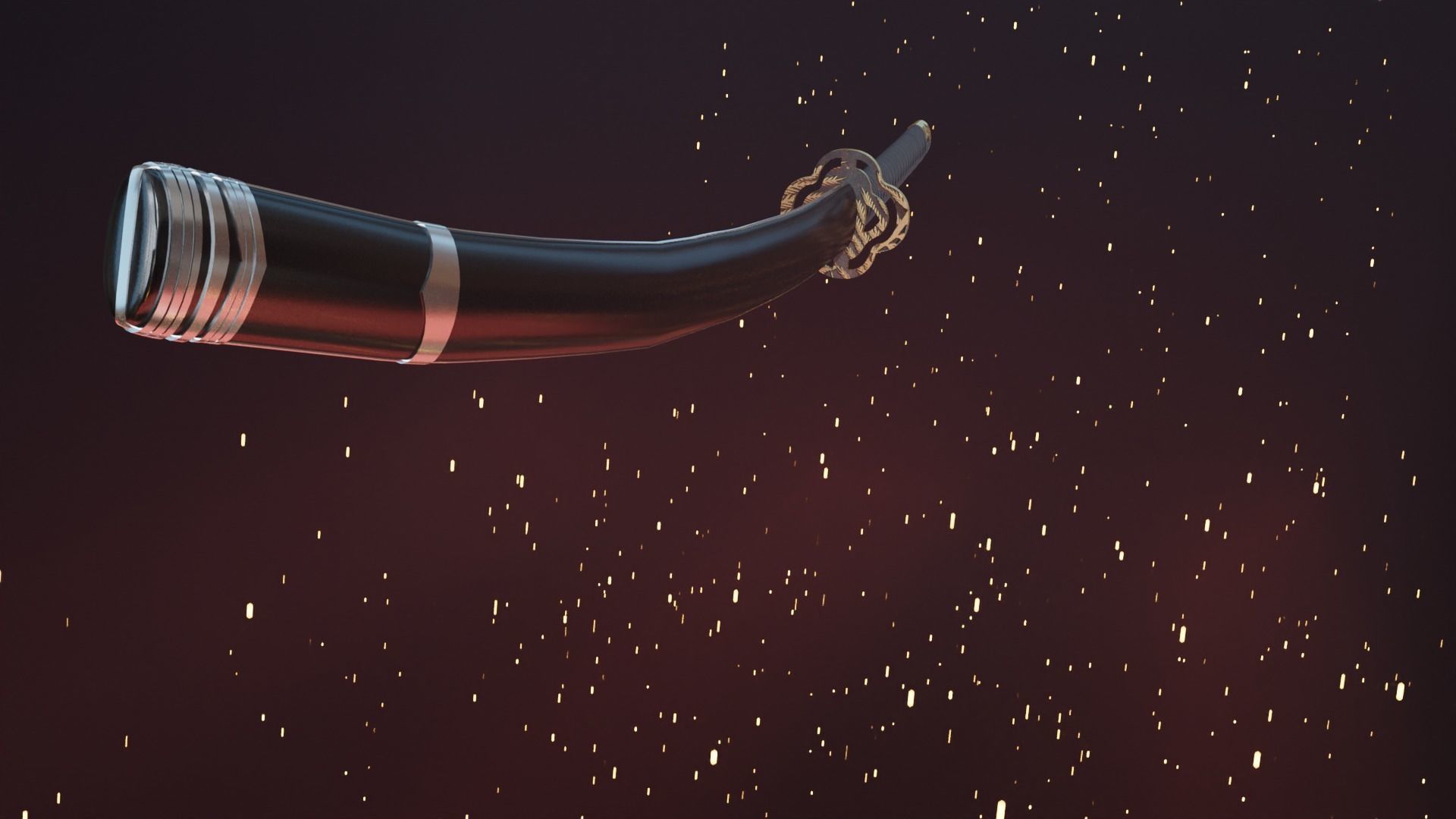 Katana swords flying in air - animation Low-poly 3D model_8