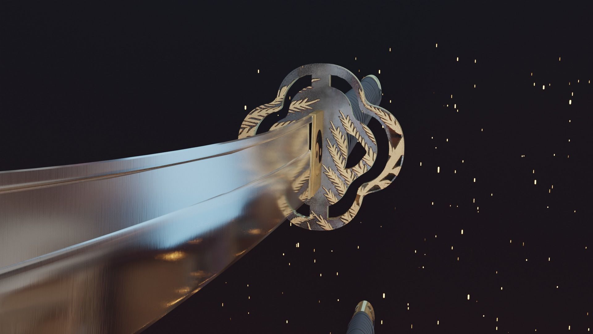 Katana swords flying in air - animation Low-poly 3D model_3