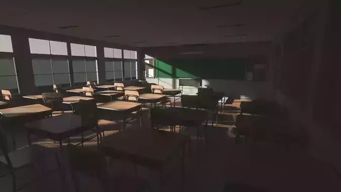 Based - Anime School Room 3D Model - V3 - Source model 3D model