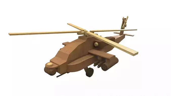 Wooden airplane toy helicopter Free 3D model
