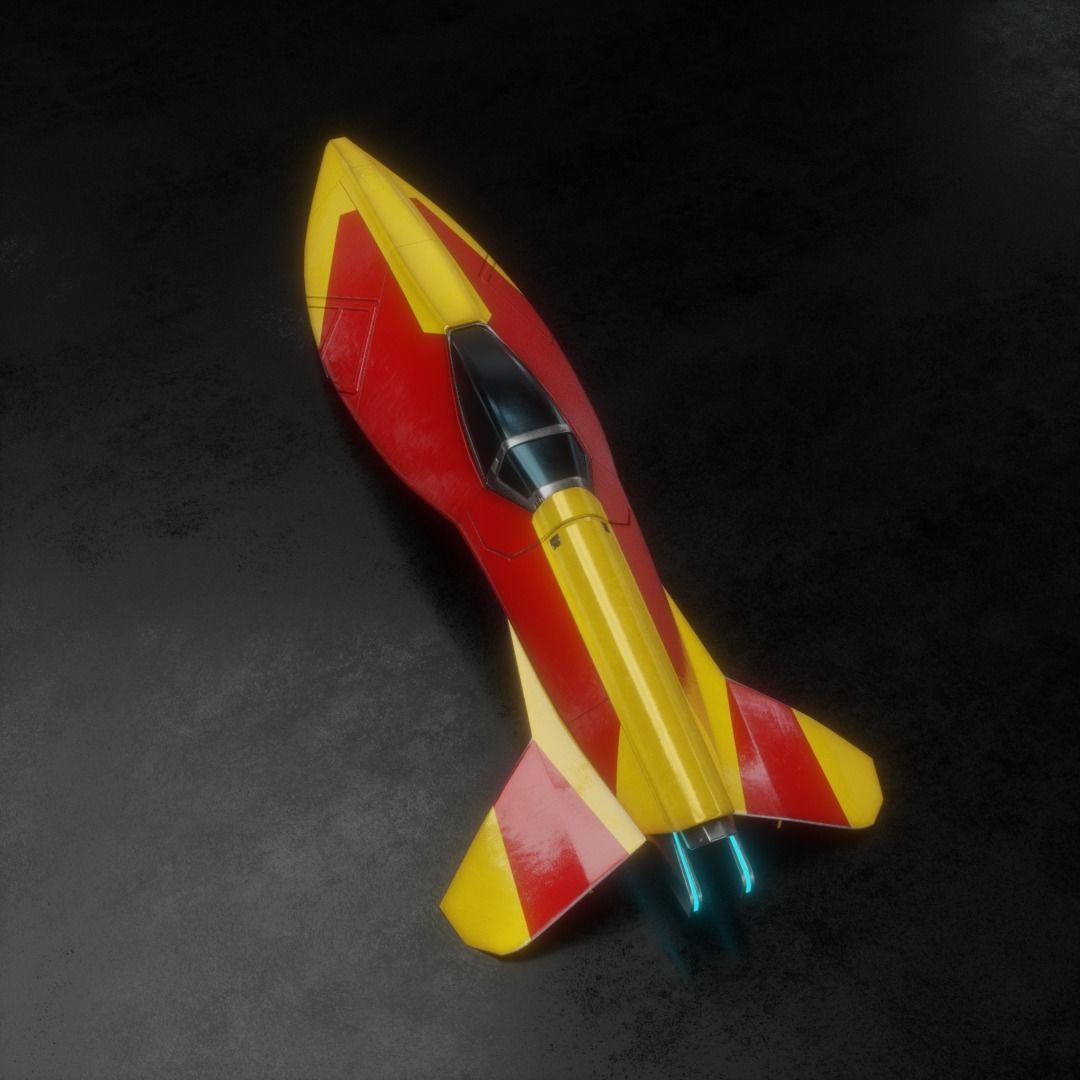 Spaceship racer WipeOut Pir-Hana style 3D model_5