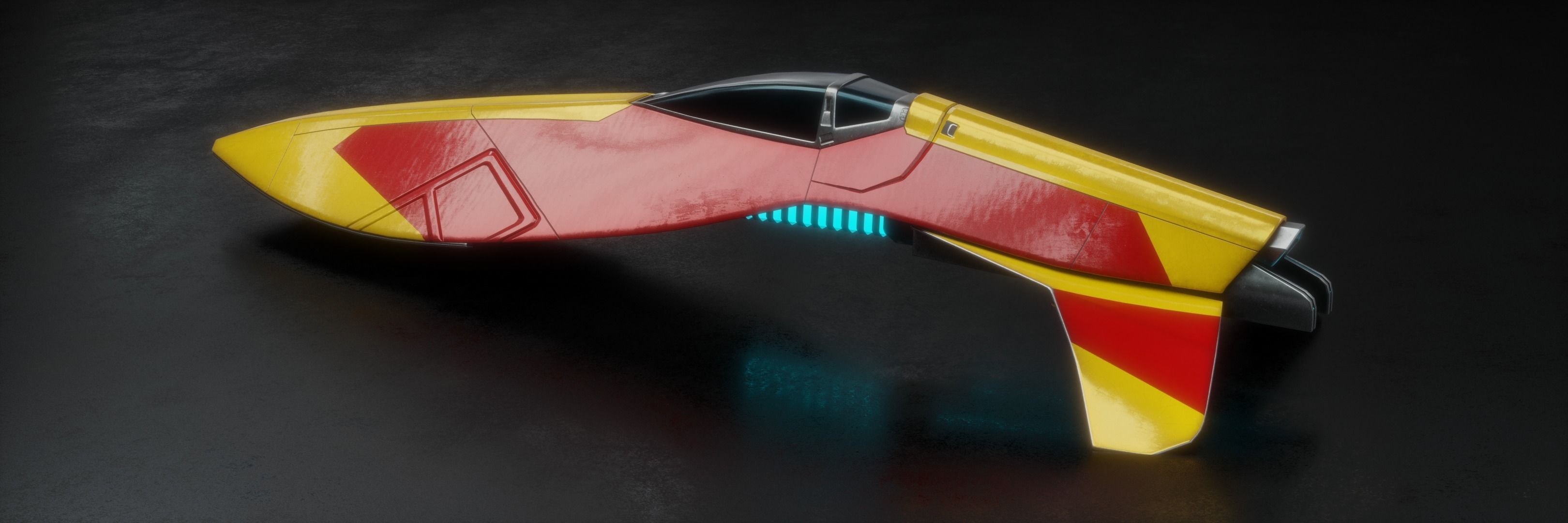 Spaceship racer WipeOut Pir-Hana style 3D model_2