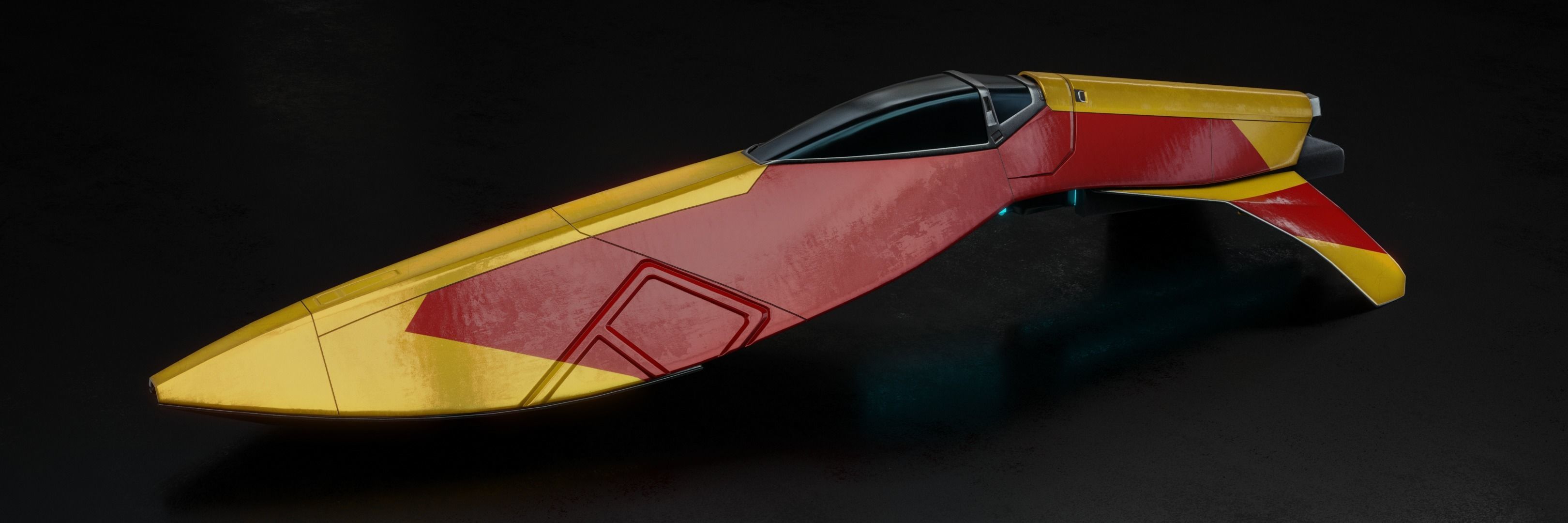 Spaceship racer WipeOut Pir-Hana style 3D model_3