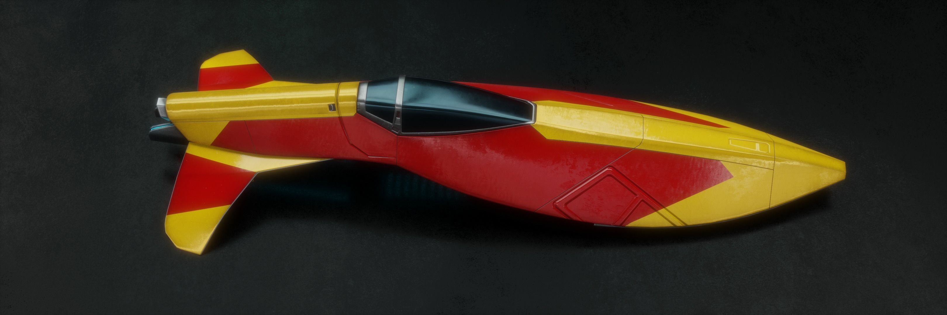 Spaceship racer WipeOut Pir-Hana style 3D model_4