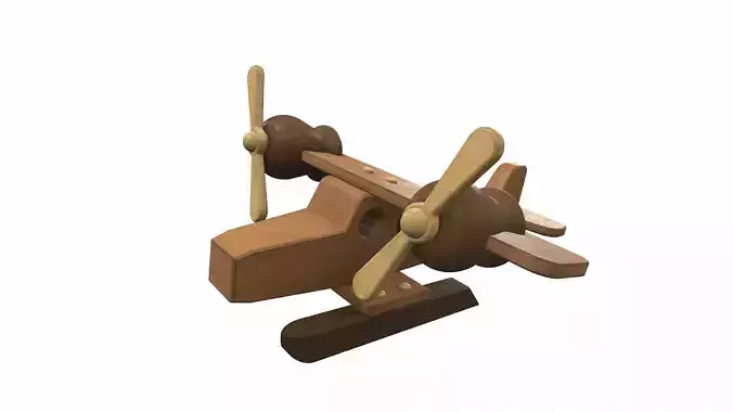 Wooden airplane toy seaplane