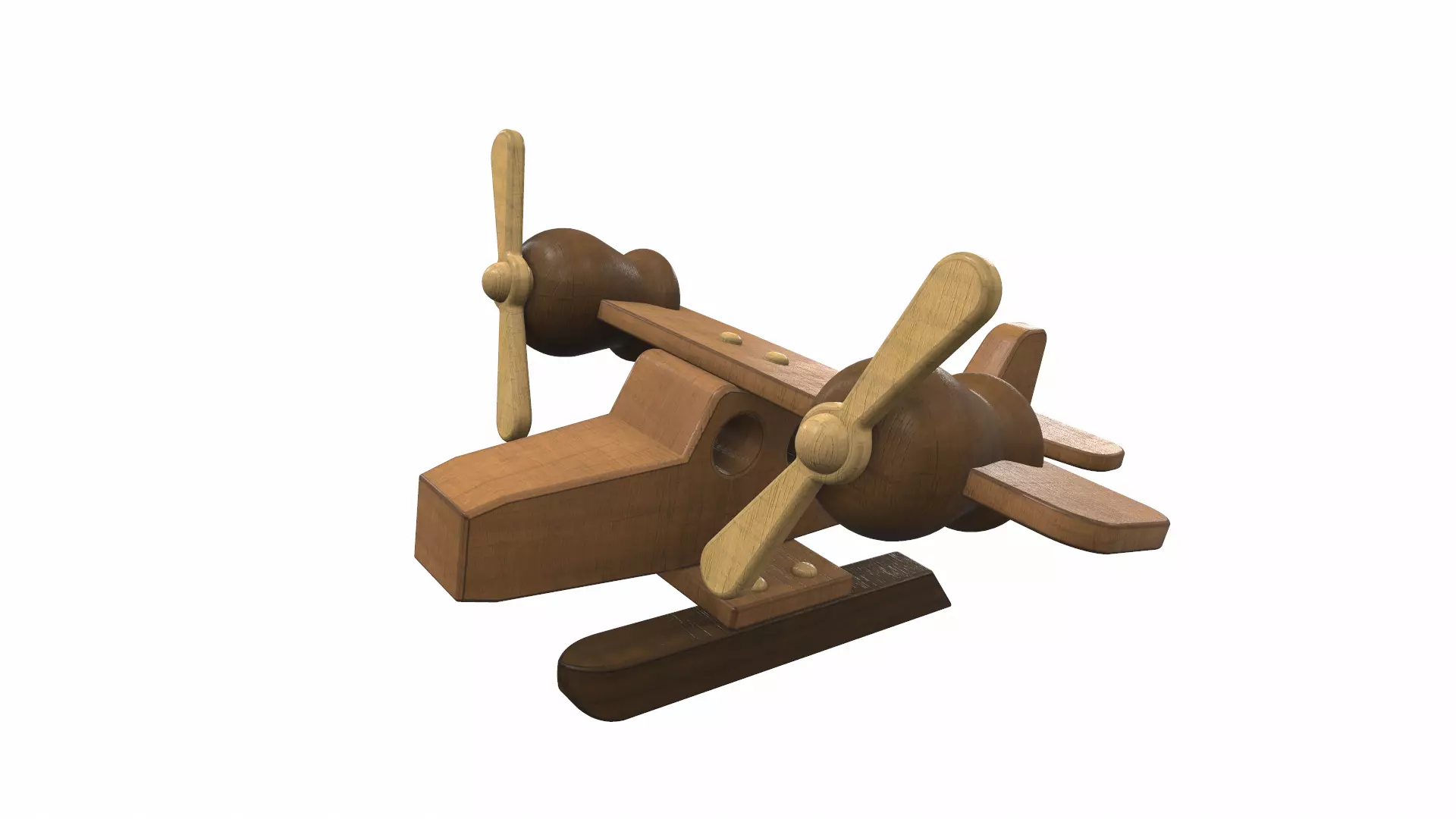 Wooden airplane toy seaplane Free 3D model