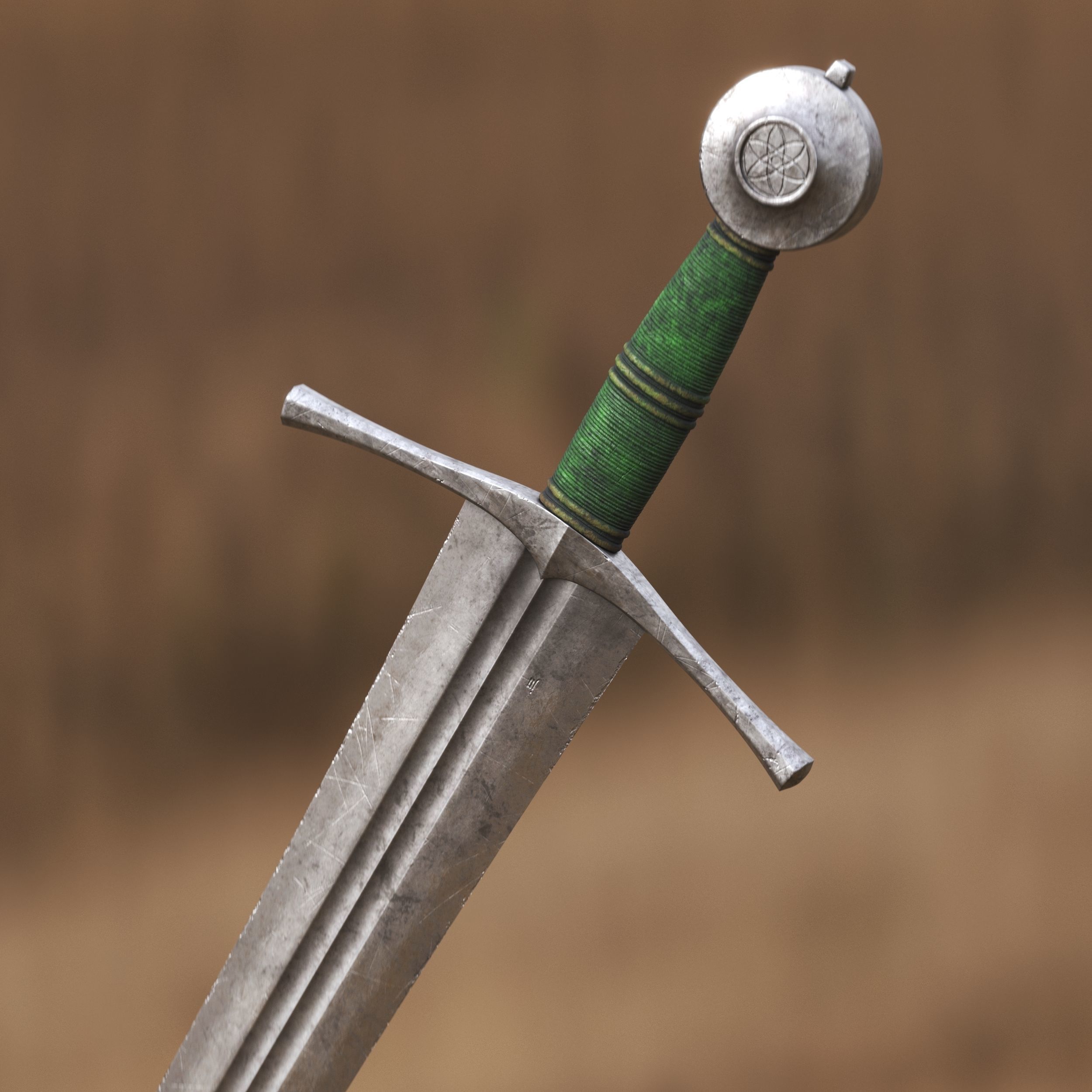 Medieval Sword for Games and Cinematics 02 Low-poly 3D model_1