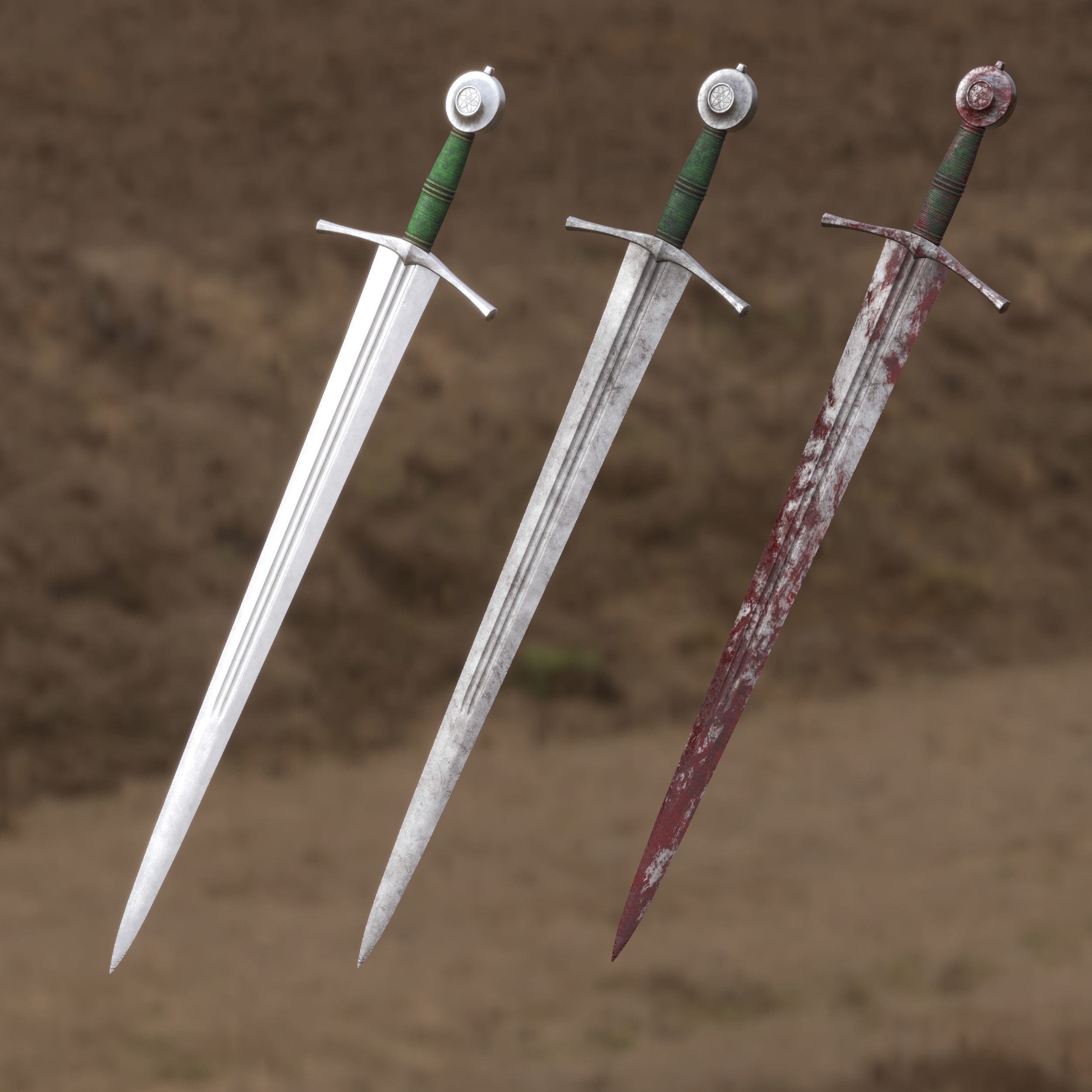 Medieval Sword for Games and Cinematics 02 Low-poly 3D model_11