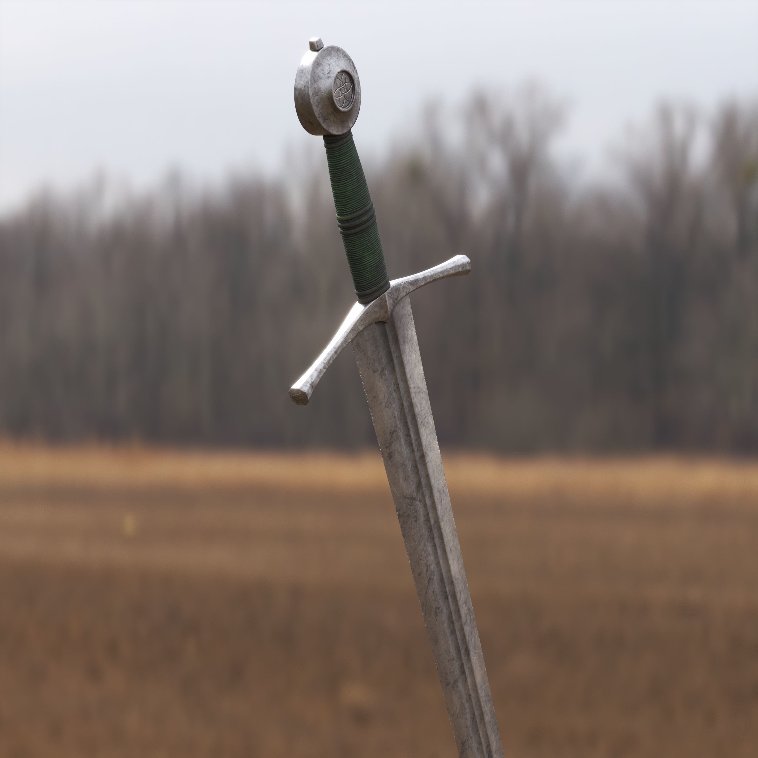 Medieval Sword for Games and Cinematics 02 Low-poly 3D model_8