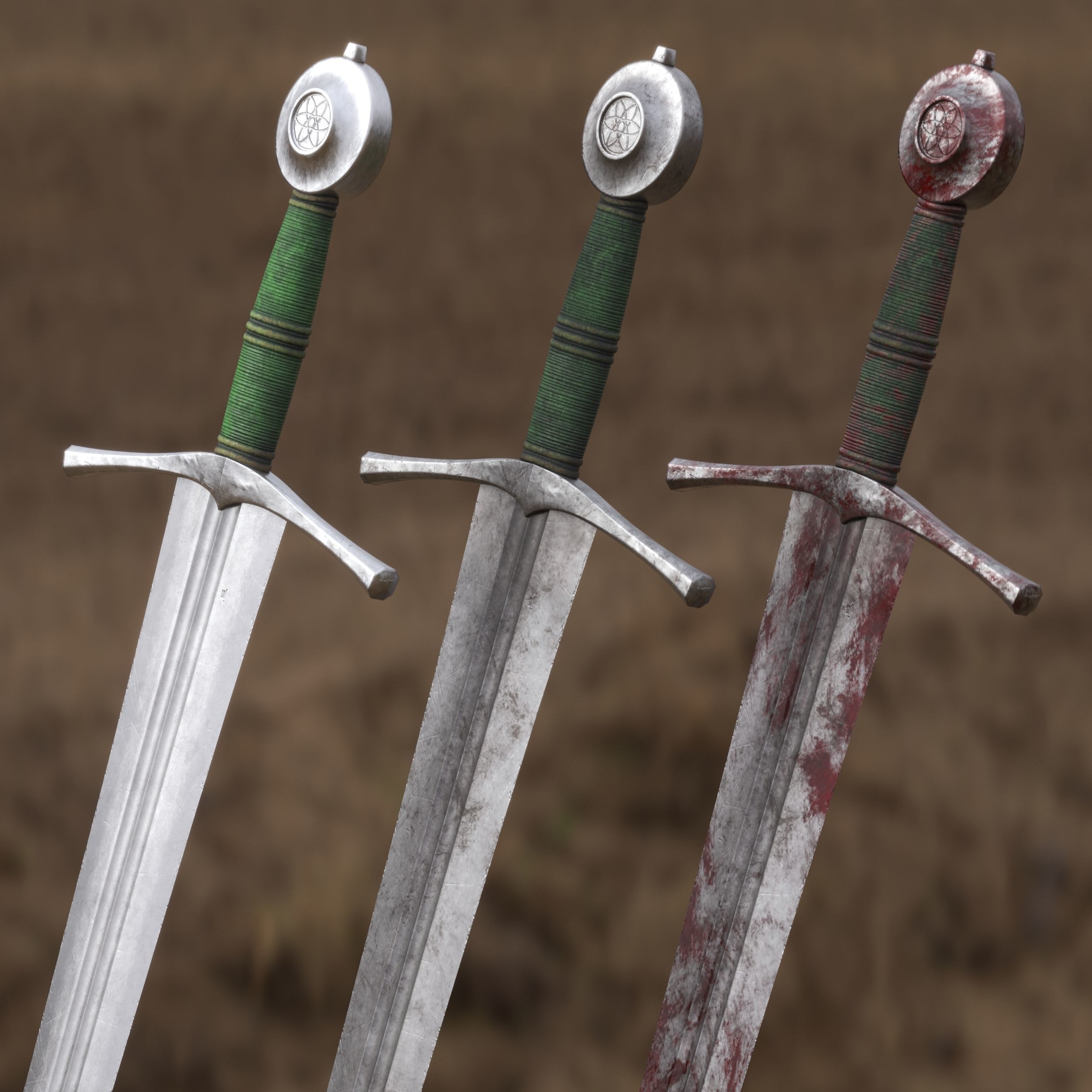 Medieval Sword for Games and Cinematics 02 Low-poly 3D model_10