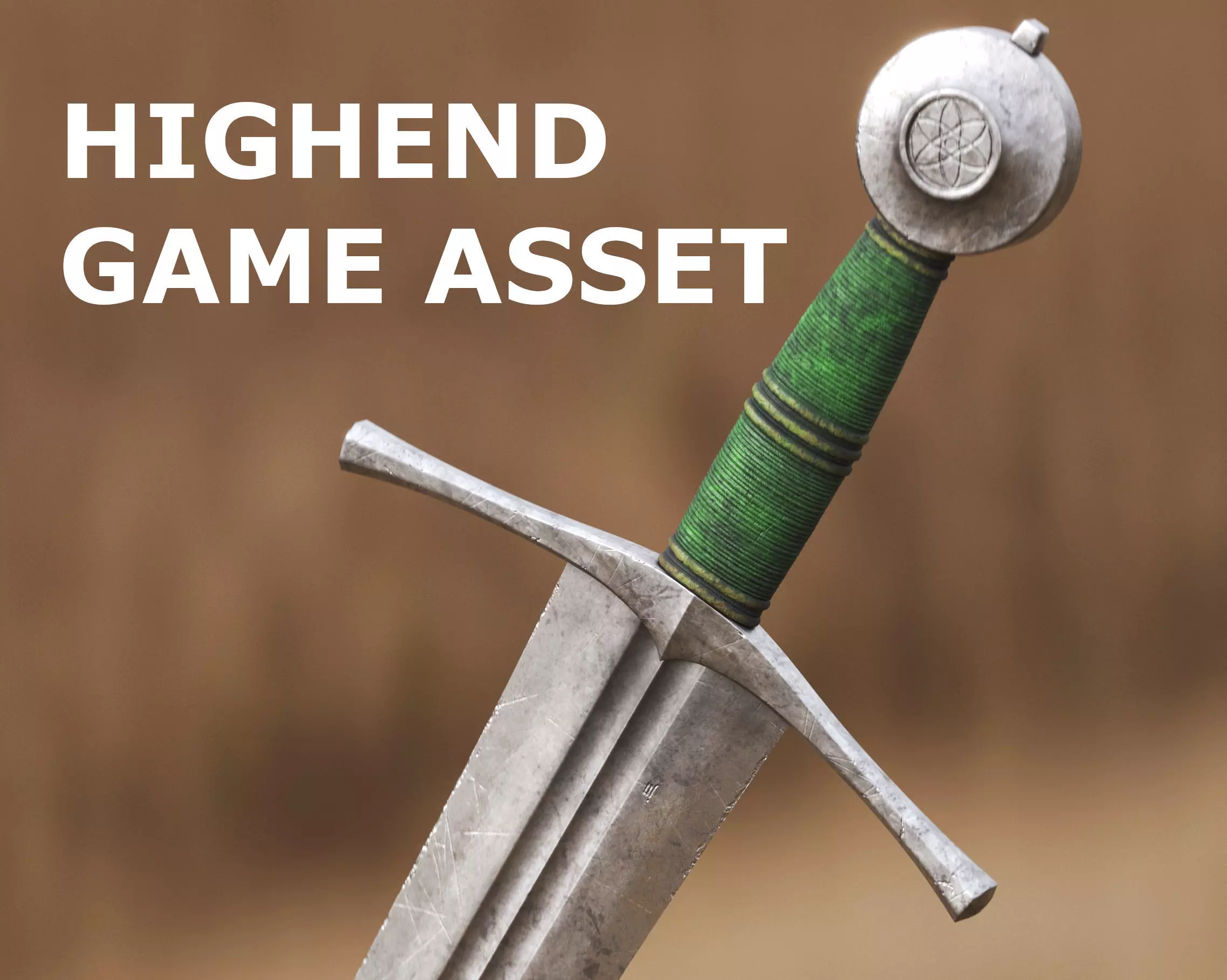 Medieval Sword for Games and Cinematics 02 Low-poly 3D model_0