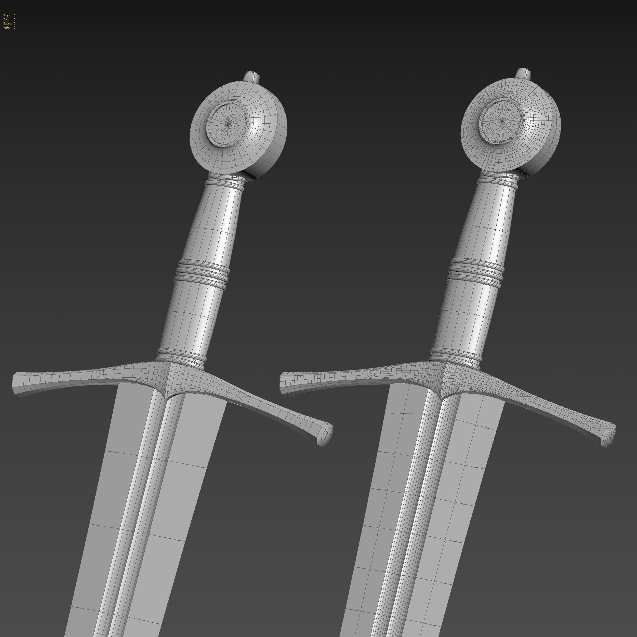 Medieval Sword for Games and Cinematics 02 Low-poly 3D model_16