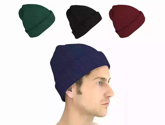 Beanie Hat - 4 colors Low-poly 3D model