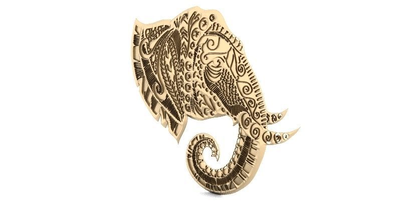 Elephant mandala zentangle 1 3D print model_2