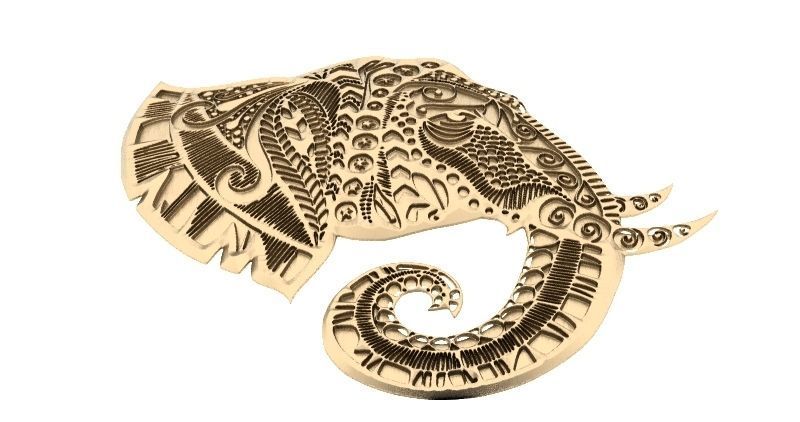 Elephant mandala zentangle 1 3D print model_1