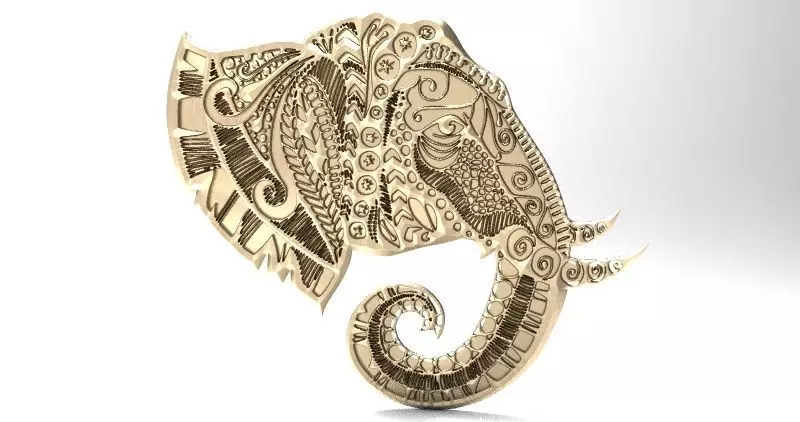 Elephant mandala zentangle 1 3D print model_0