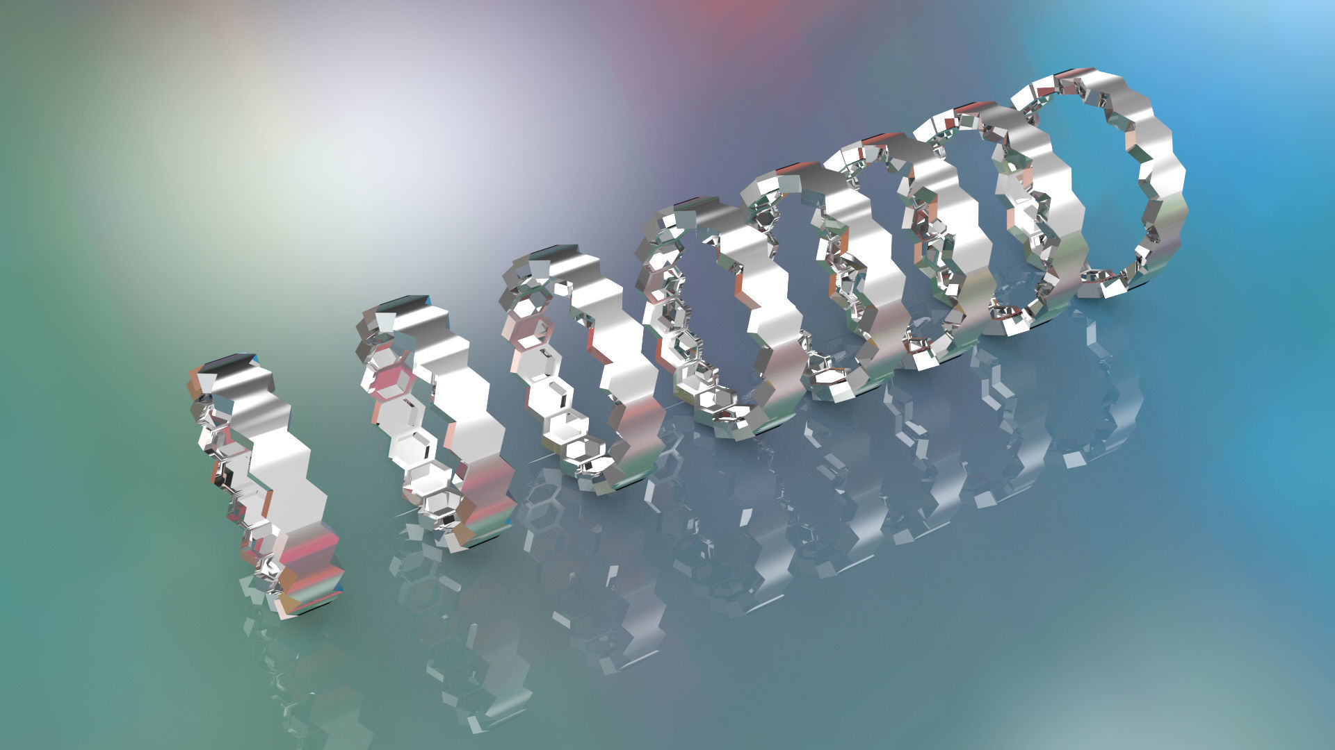 Model 47 Hexagon Facet Ring EU 3D print model_2