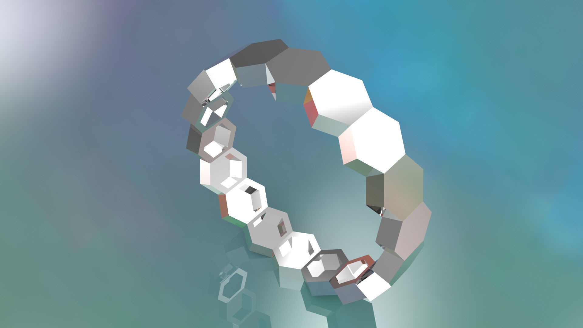 Model 47 Hexagon Facet Ring EU 3D print model_1