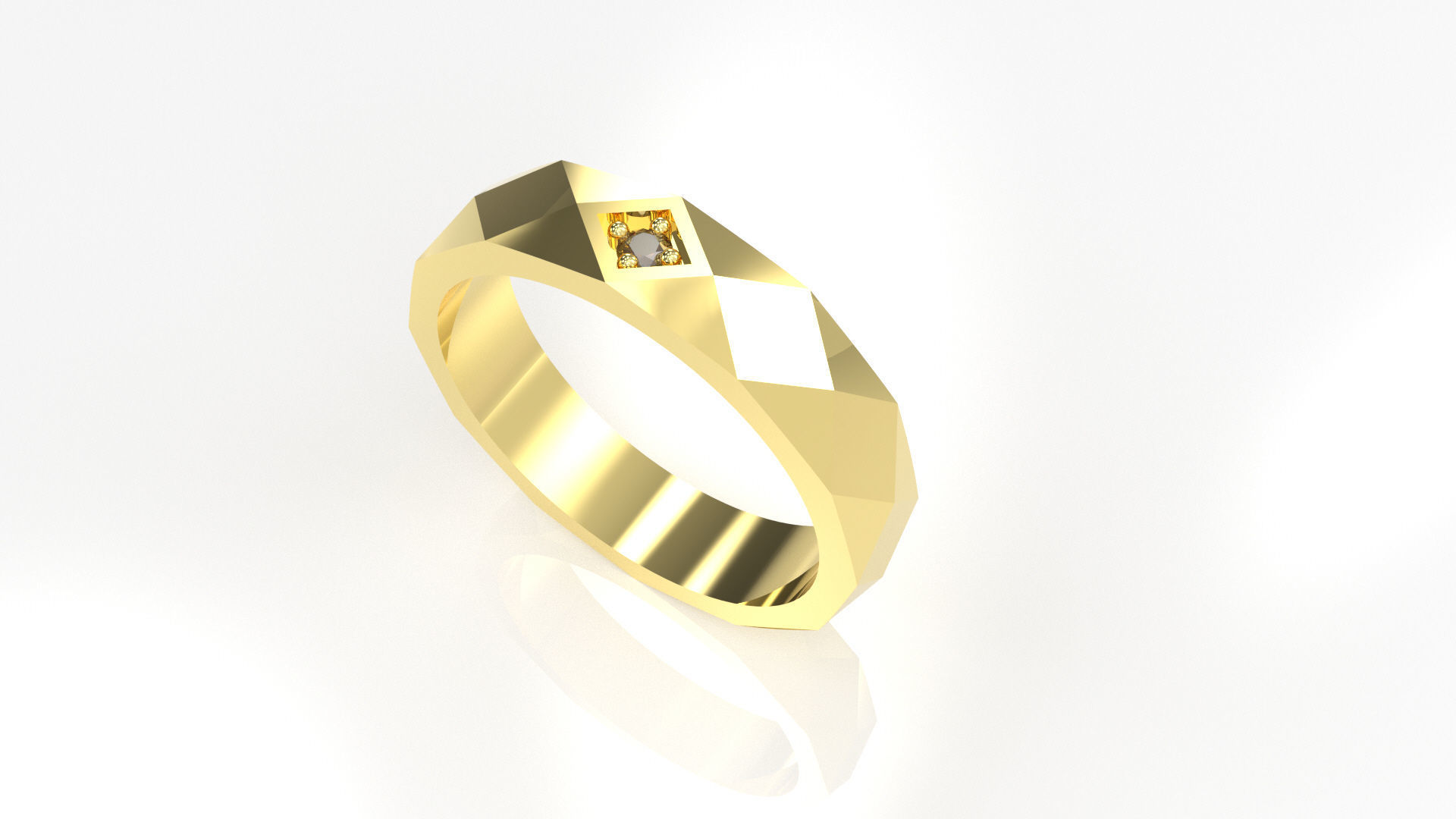 Model 51 Facet Diamond Ring EU 3D print model_3