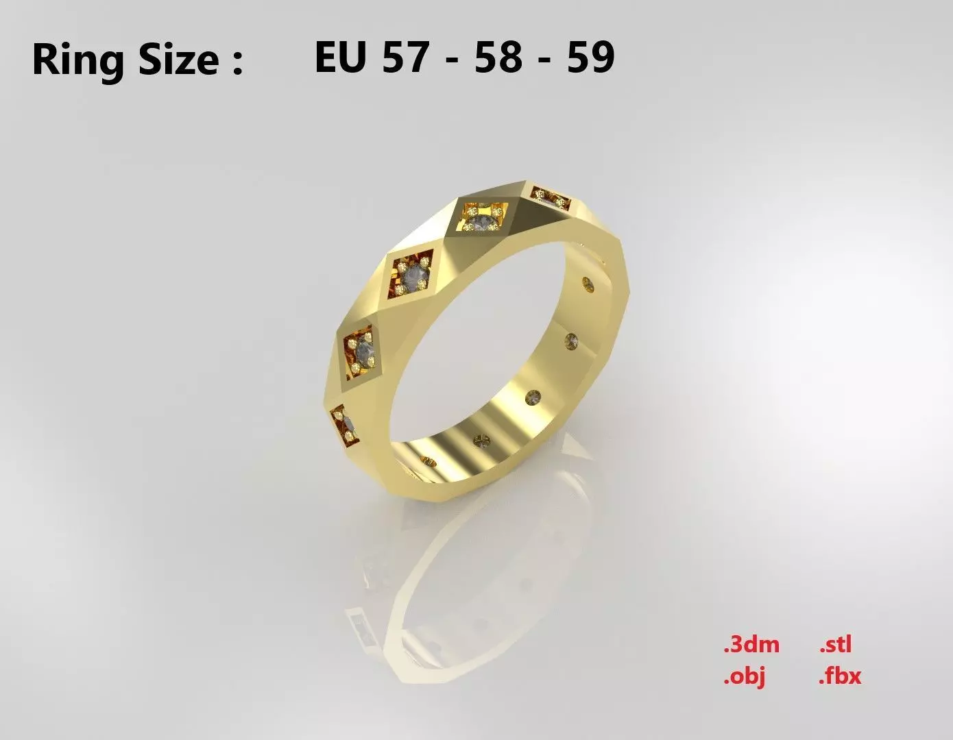 Model 53 Facet Diamond Ring 2 EU 3D print model_0