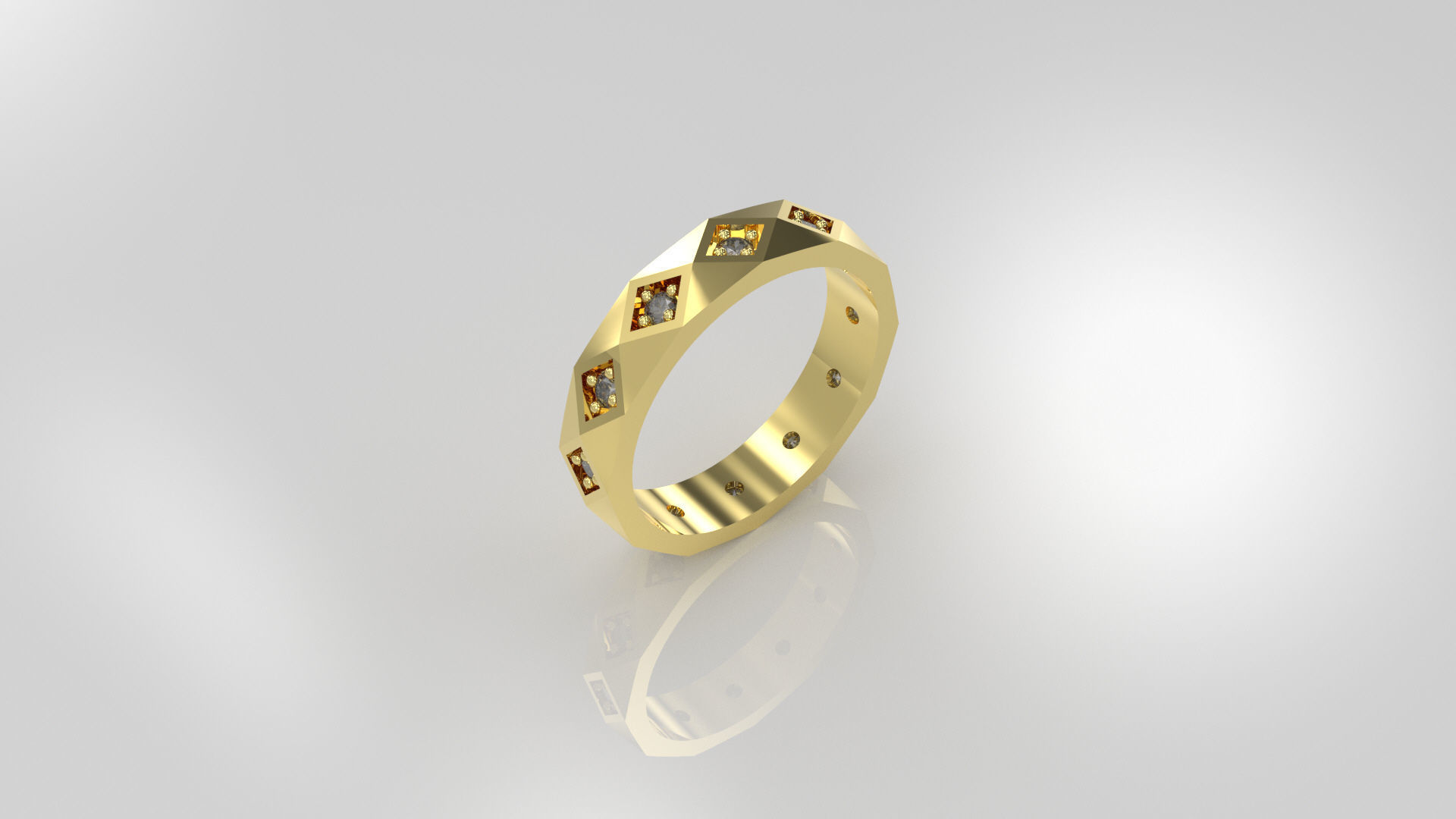 Model 53 Facet Diamond Ring 2 EU 3D print model_4