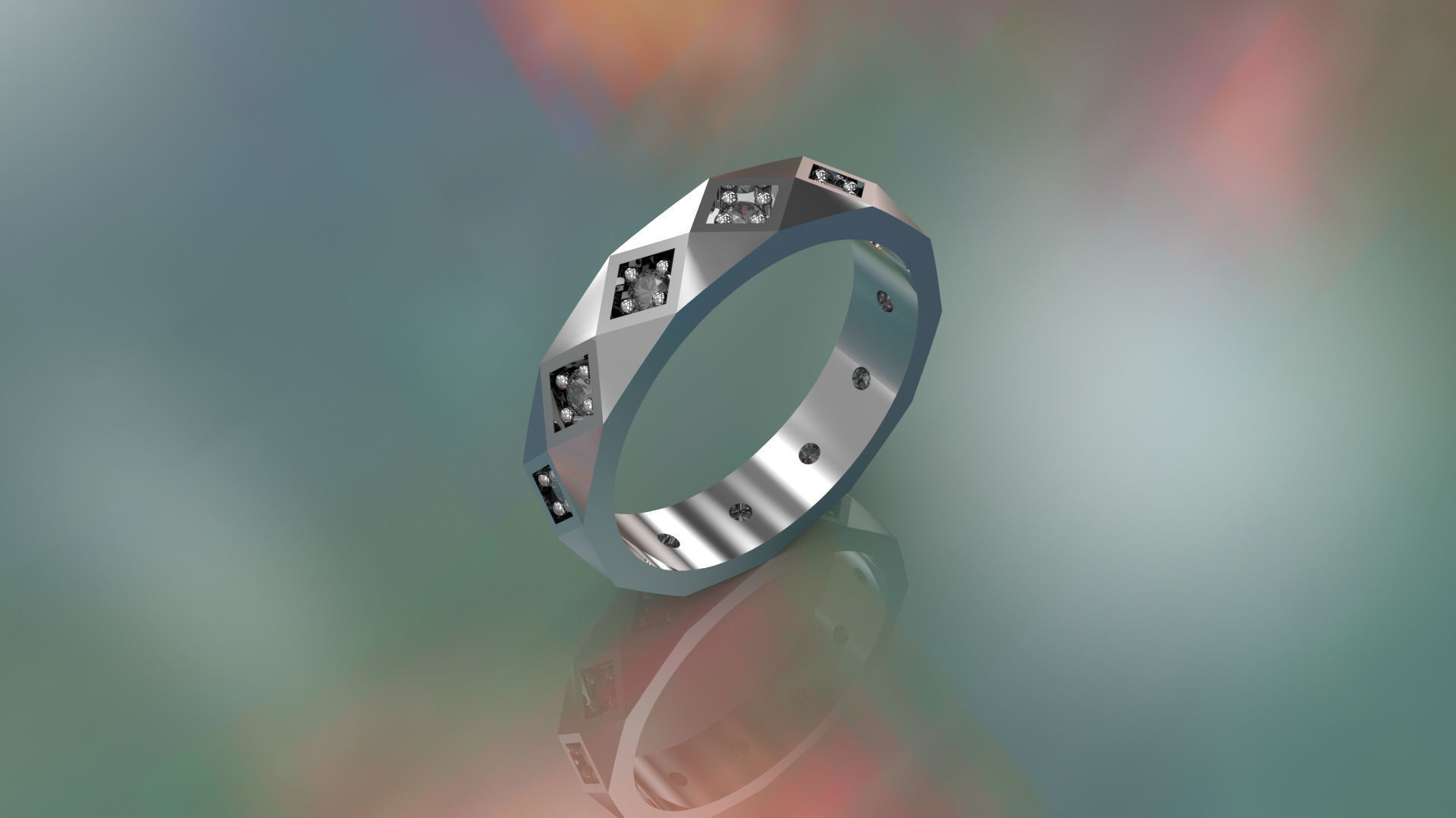 Model 54 Facet Diamond Ring 2 US 3D print model_4