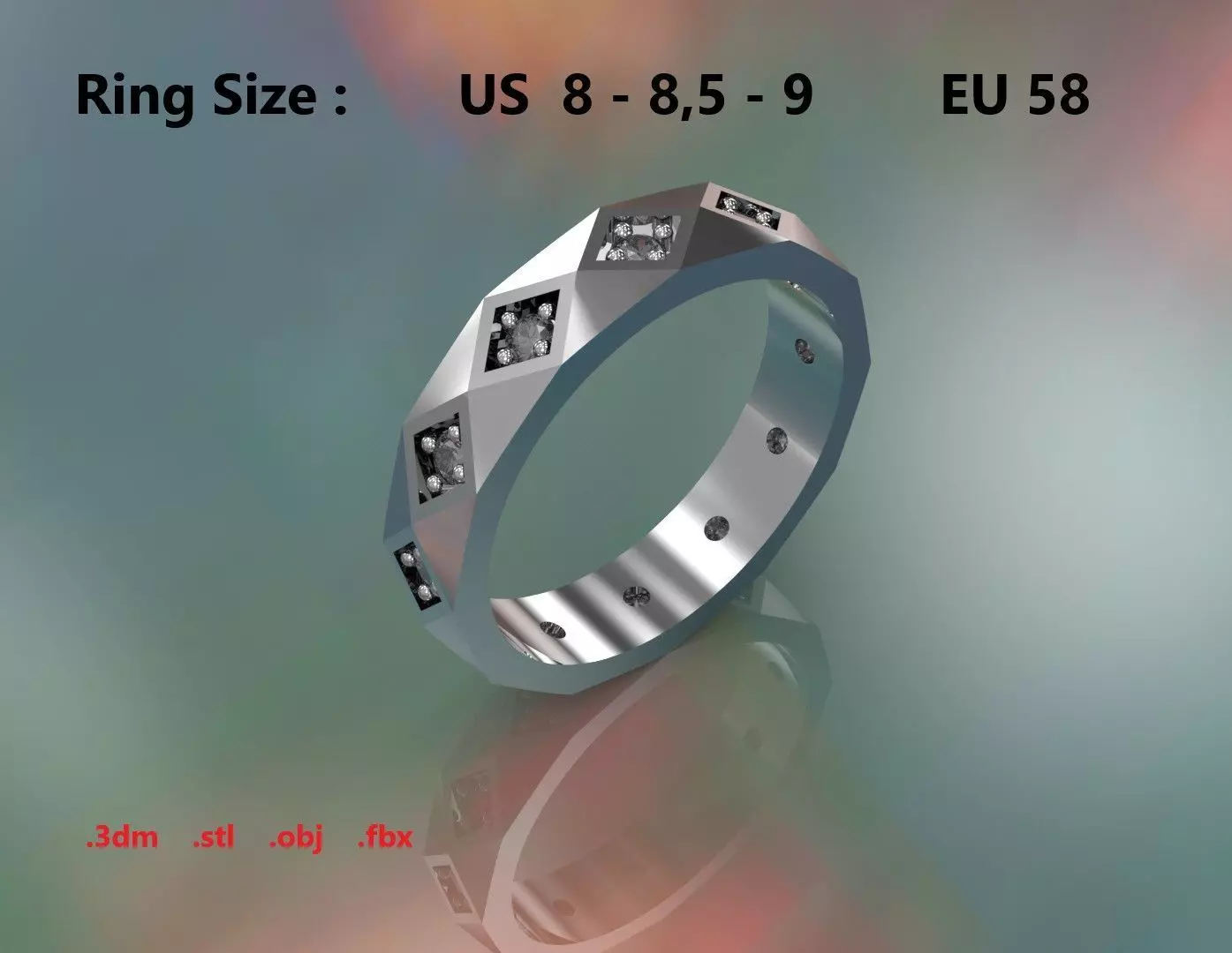 Model 54 Facet Diamond Ring 2 US 3D print model_0