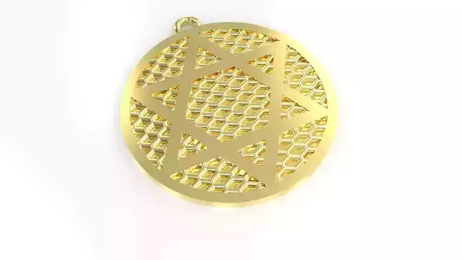 Model 57 David Star Necklace Embossed Dissimilar  Ethnic Texture