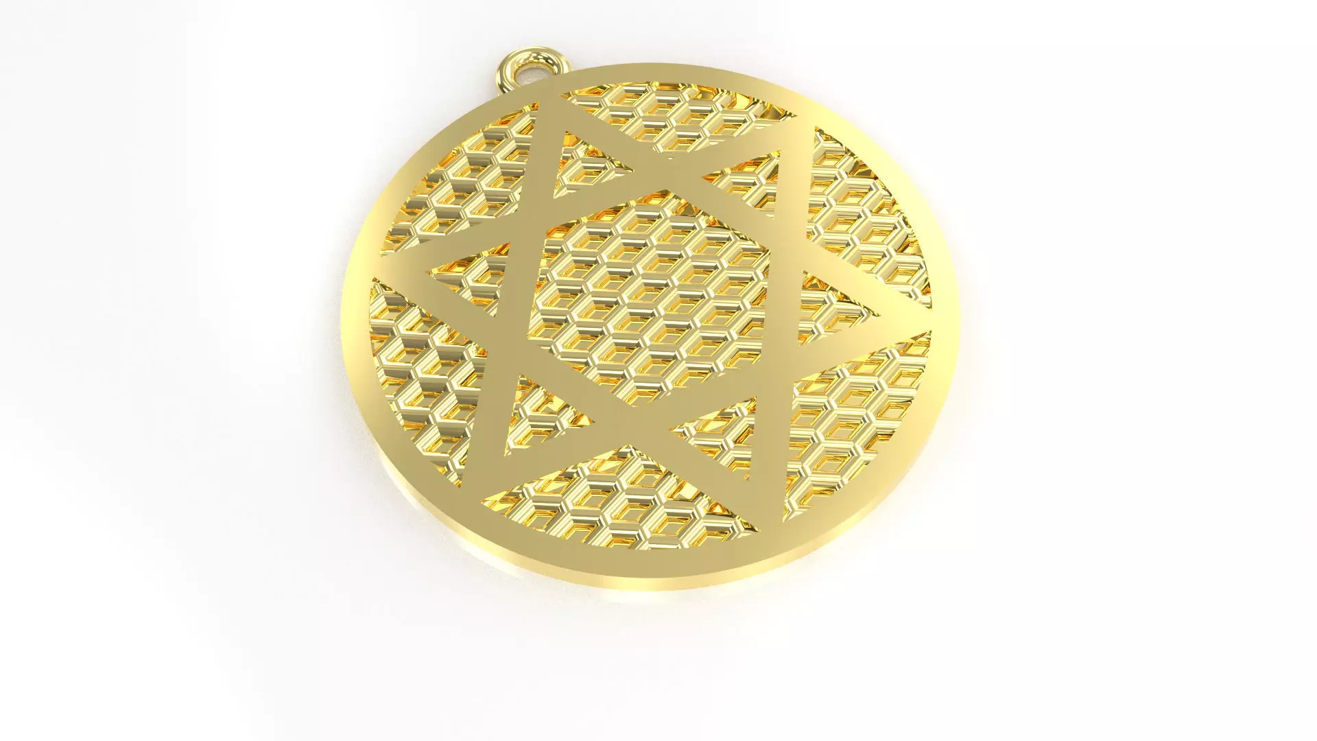 Model 57 David Star Necklace Embossed Dissimilar  Ethnic Texture 3D print model_0