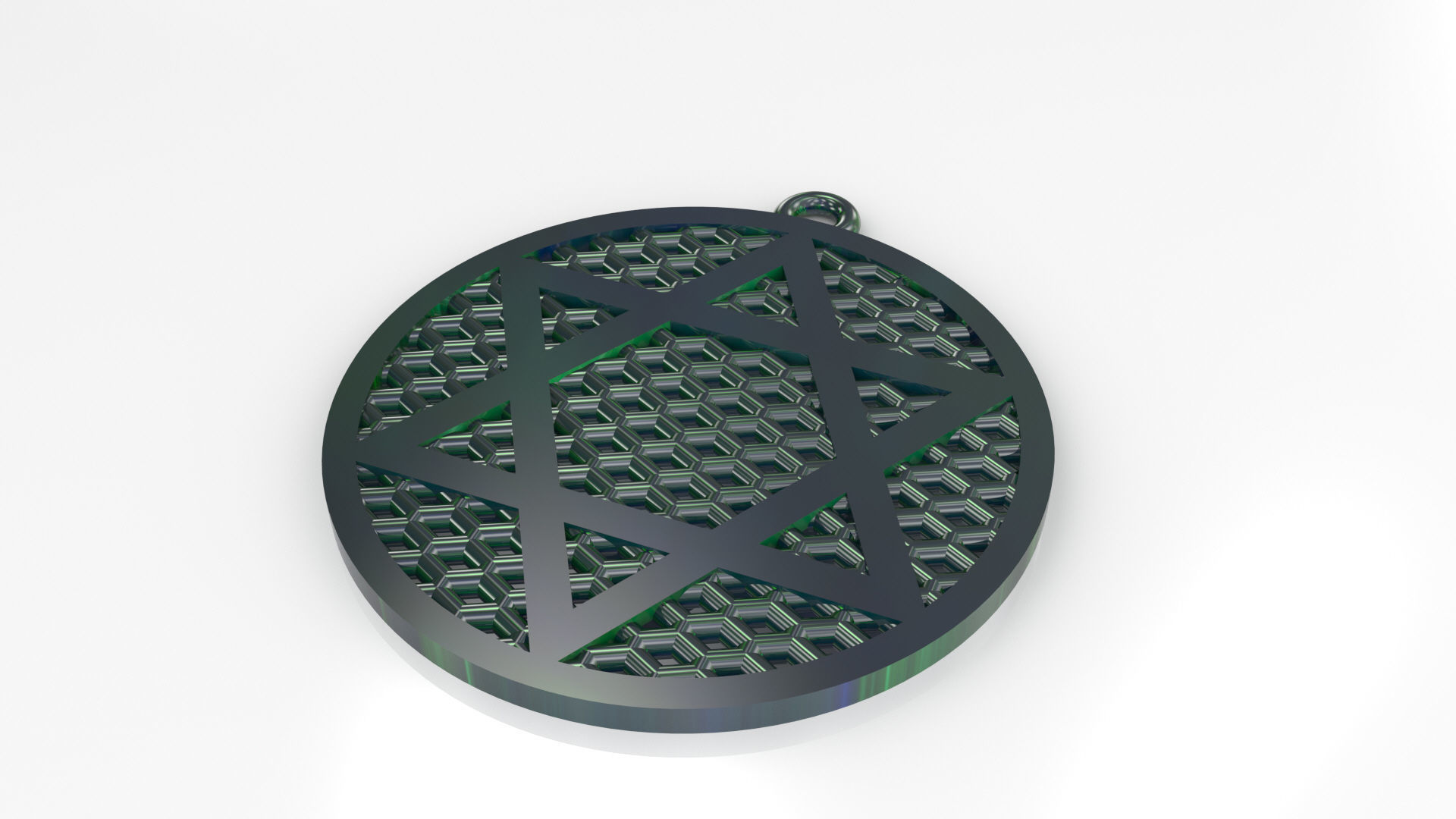 Model 57 David Star Necklace Embossed Dissimilar  Ethnic Texture 3D print model_2