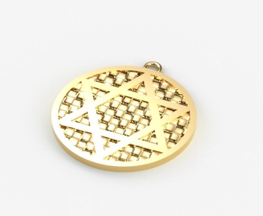 Model 58 David Star Necklace Embossed Texture Dissimilar Ethnic 3D print model_3