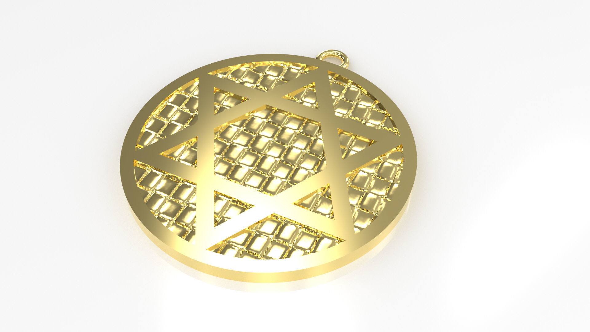 Model 58 David Star Necklace Embossed Texture Dissimilar Ethnic 3D print model_1