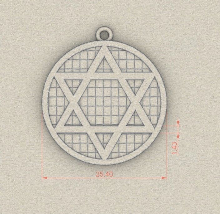 Model 58 David Star Necklace Embossed Texture Dissimilar Ethnic 3D print model_4