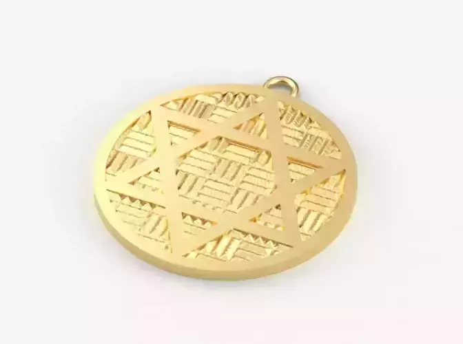 Model 59 David Star Necklace Dissimilar Ethnic Embossed Texture