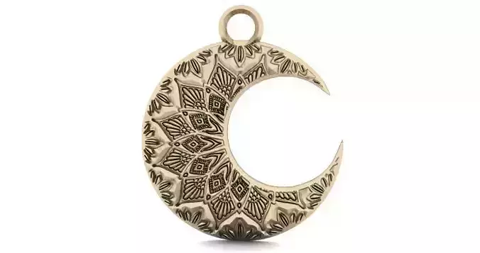 Moon mandala zentangle pendant 1 