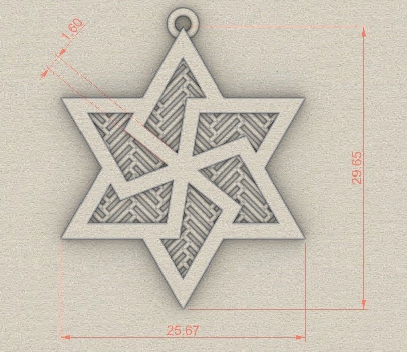 Model 63 David Star Necklace Embossed Texture Dissimilar Ethnic 3D print model_3