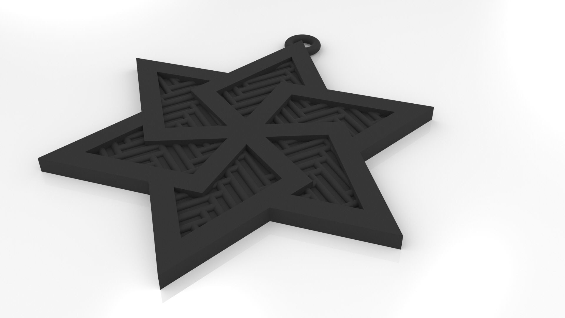 Model 63 David Star Necklace Embossed Texture Dissimilar Ethnic 3D print model_1