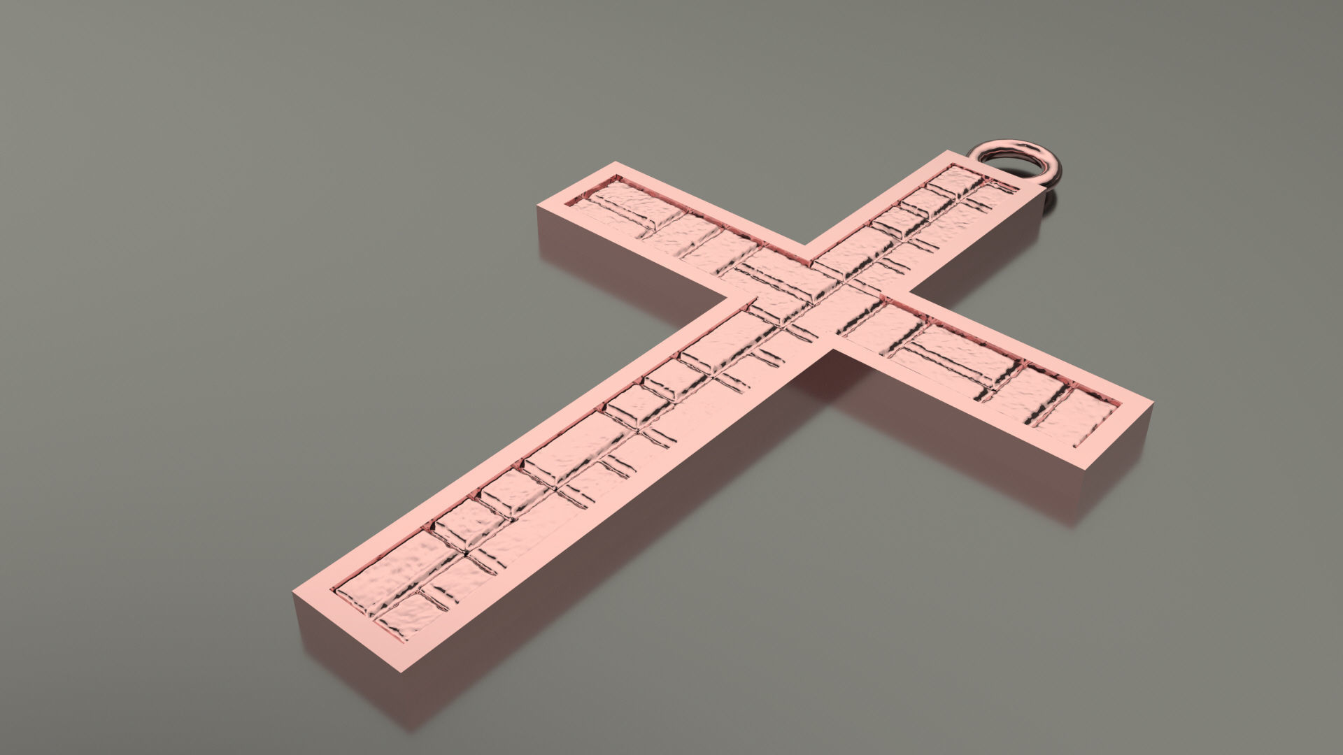 Model 67 Cross Christian Necklace Embossed Texture  Ethnic 3D print model_3