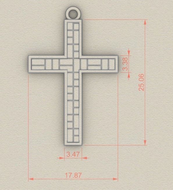 Model 67 Cross Christian Necklace Embossed Texture  Ethnic 3D print model_4