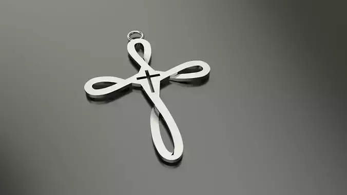 Model 70 Cross Christian Necklace Curve Ethnic 3D print model