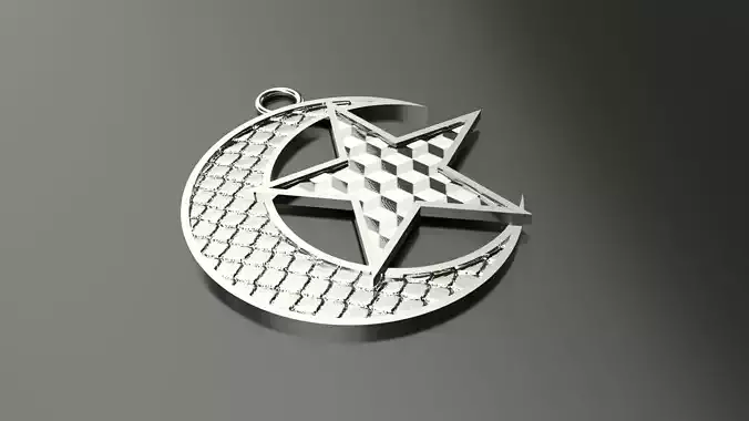 Model 72 Star and Crescent Necklace Relief Texture